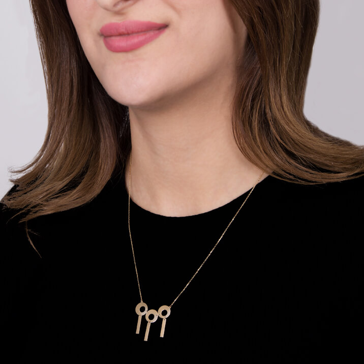 Three Keys Necklace, Yellow Gold