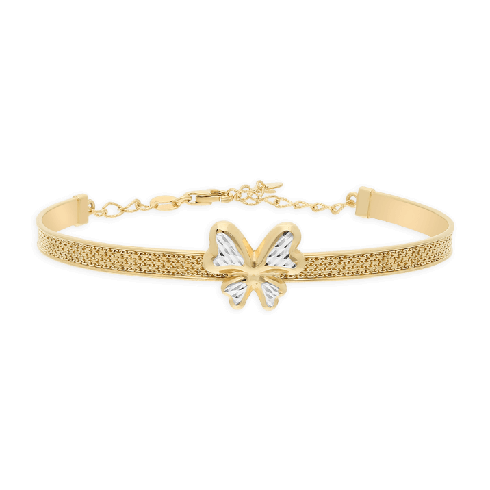 Sweet Alhambra Butterfly Bangle, Two Tone Gold