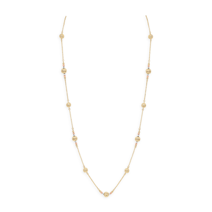Engraved Balls Necklace, Yellow Gold