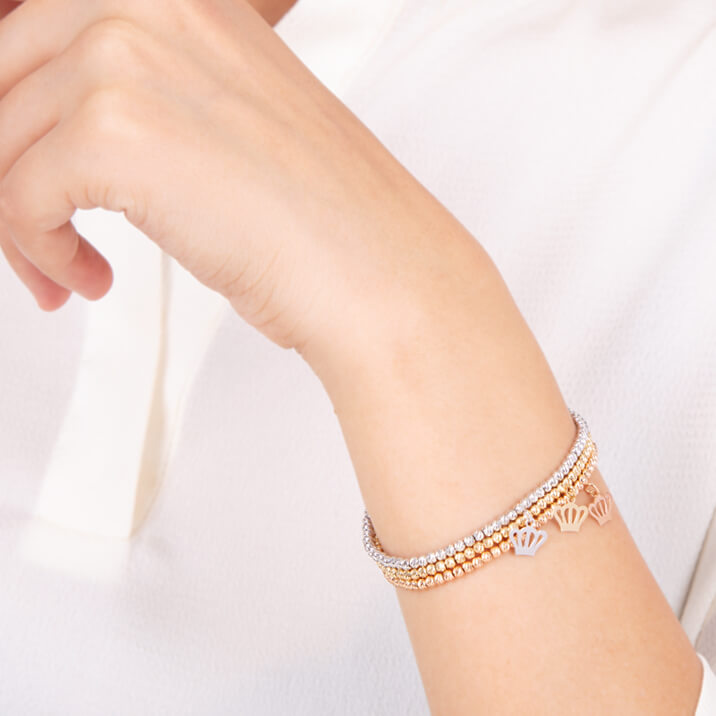 Tiara Bracelet Set, Tricolor Gold