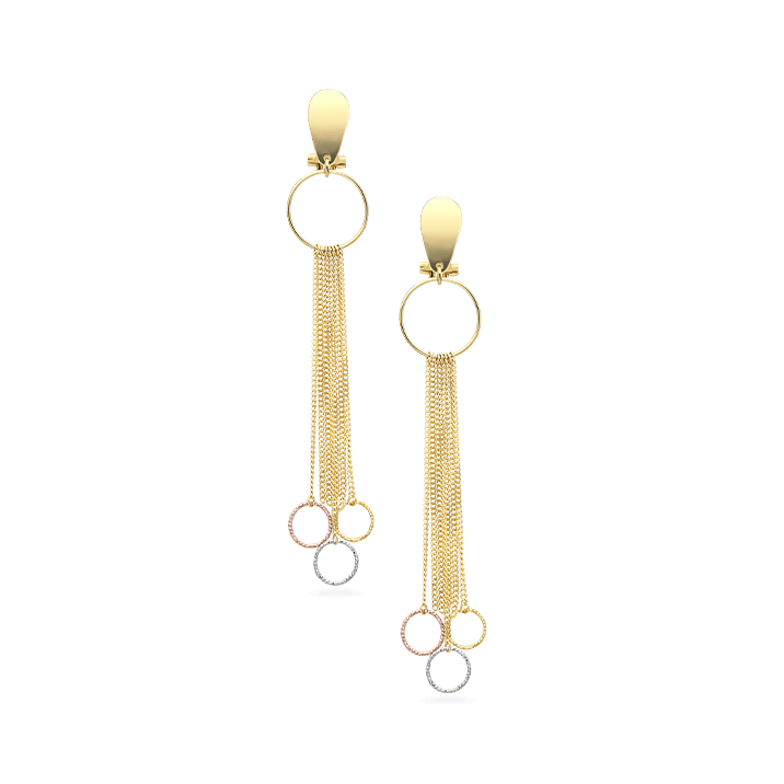 Dancing Circles Clip Earrings, Tricolor Gold