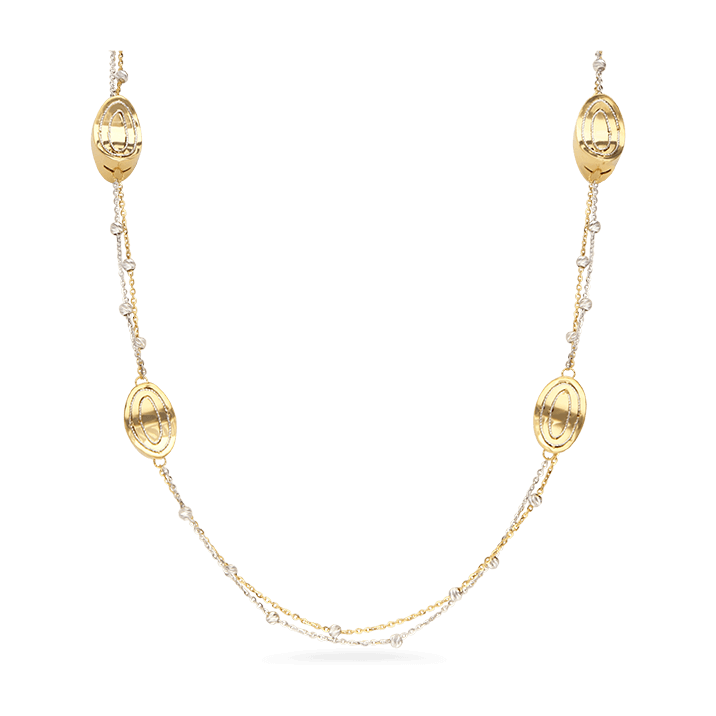 Loops Long Chain Necklace, Two Tone Gold