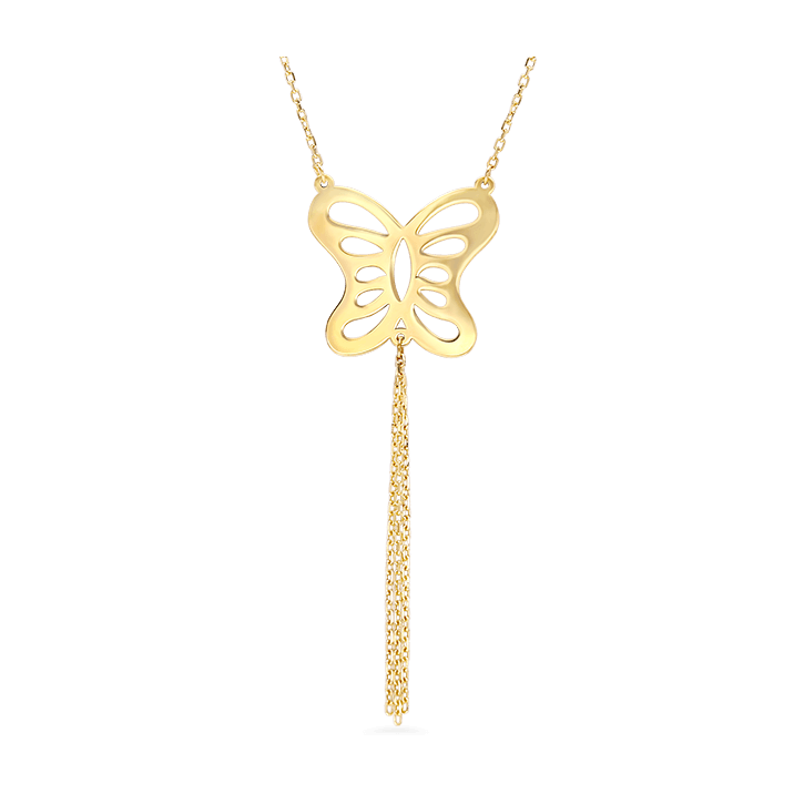 Butterfly Lariat Necklace, Yellow Gold