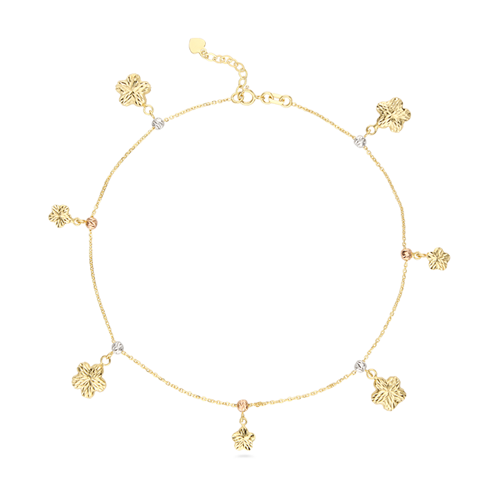 Golden Stars Anklet, Tricolor Gold
